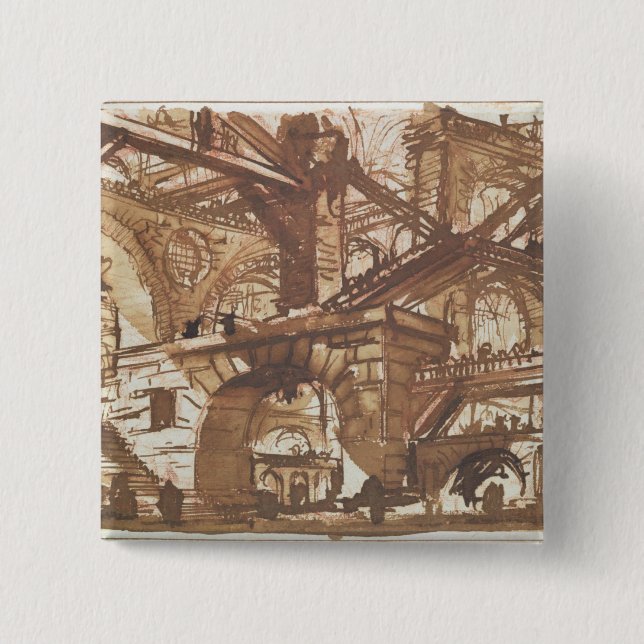 Drawing of an Imaginary Prison 15 Cm Square Badge (Front)