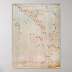 Drawing of architectural details poster