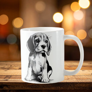 Drawing of Beagel Pup Coffee Mug