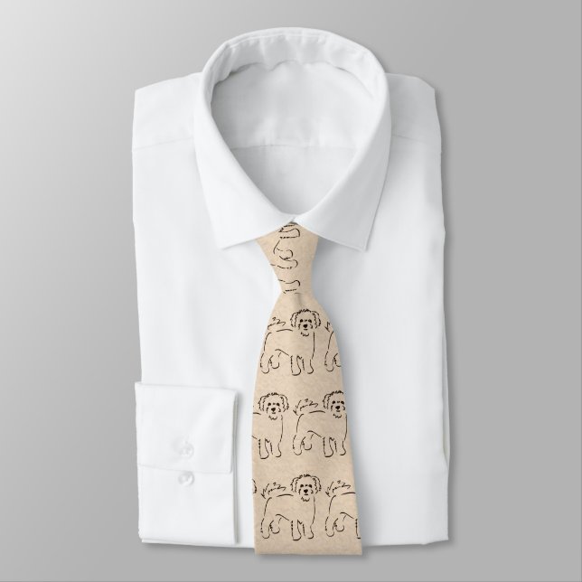 Drawing of Bichon Frise - Cute Cartoon Dog Theme Tie (Tied)