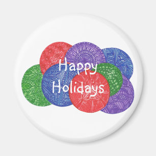 Drawing of Colourful Christmas Balls on Magnets