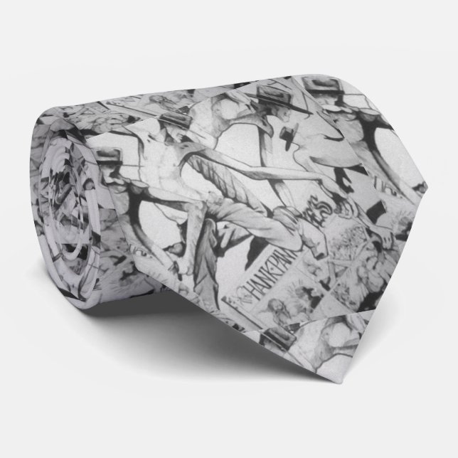Drawing of Cowboy Hank Pank neck tie (Rolled)