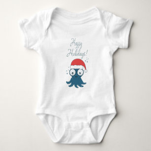 drawing of cute cartoon blue octopus  baby bodysuit