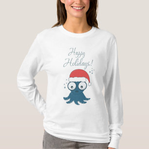 drawing of cute cartoon blue octopus T-Shirt
