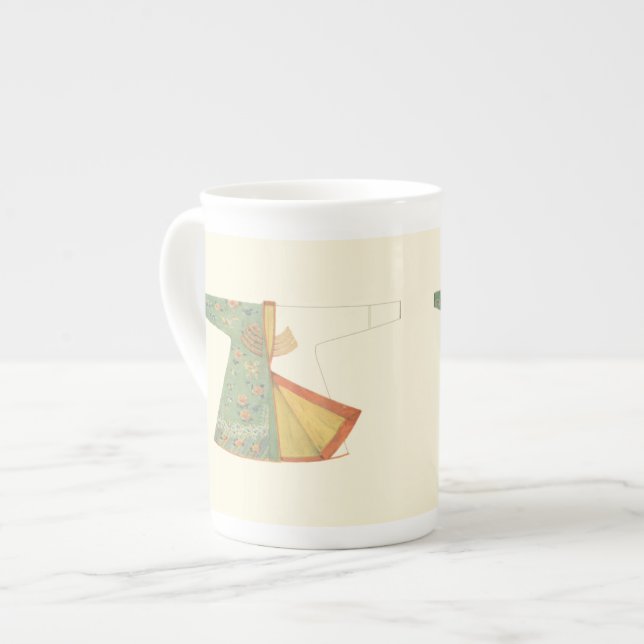 Drawing of Half-Finished Kimono Bone China Mug (Front Left)