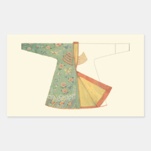 Drawing of Half-Finished Kimono Rectangular Sticker