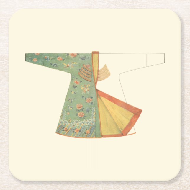 Drawing of Half-Finished Kimono Square Paper Coaster (Front)