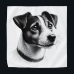 Drawing of Jack Russell Terrier Bandana<br><div class="desc">Black and white drawing of a Jack Russell Terrier. Big eyes,  wet nose and half-hanging ears. Just as you would expect a cute little friend to look.</div>