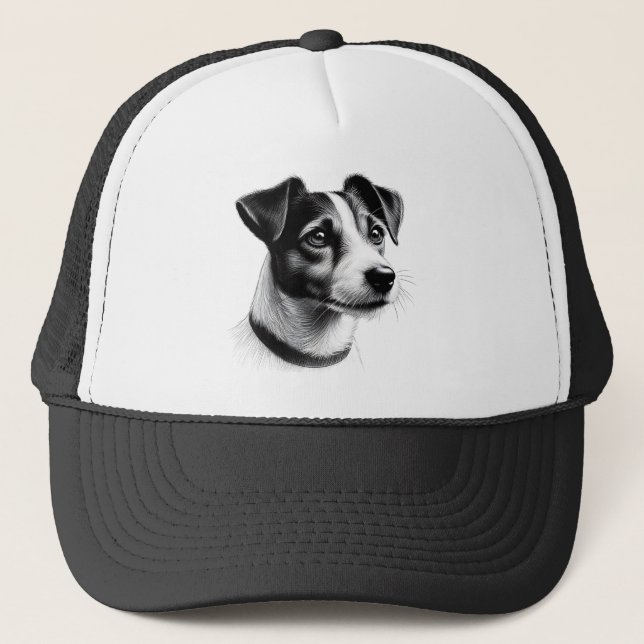 Drawing of Jack Russell Terrier Trucker Hat (Front)