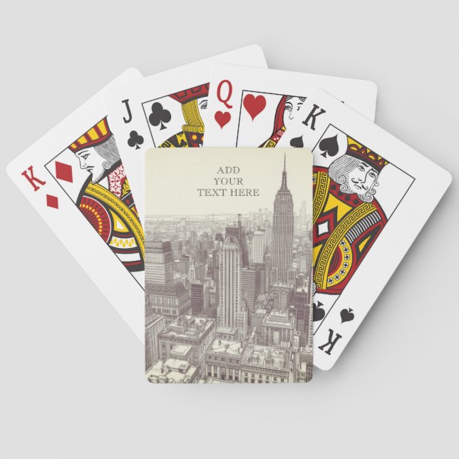 Drawing of New York City Landscape Custom Playing Cards (Back)