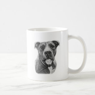 Drawing of Pit Bull Dog Animal Art Coffee Mug