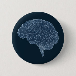 Drawing of Polygonal Brain - Neural Network 6 Cm Round Badge