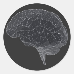 Drawing of Polygonal Brain - Neural Network Classic Round Sticker