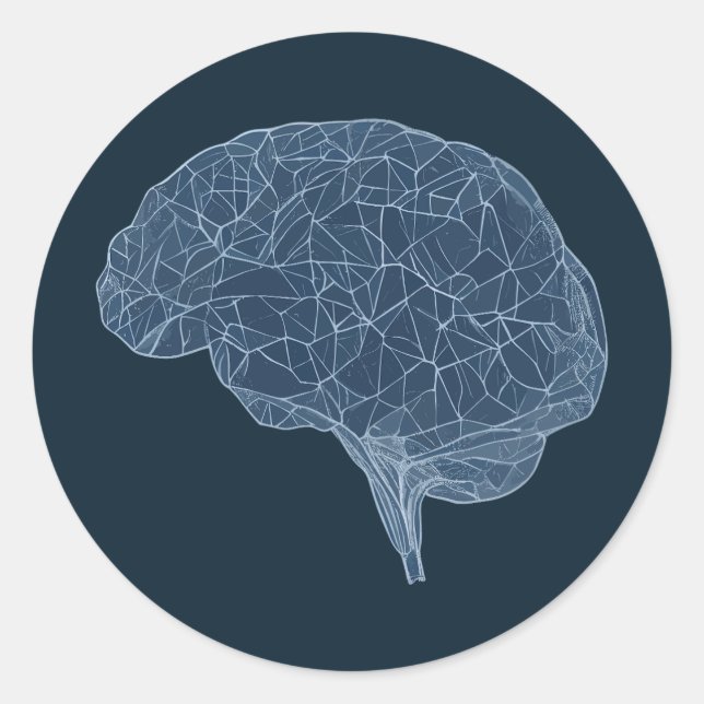 Drawing of Polygonal Brain - Neural Network Classic Round Sticker (Front)
