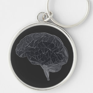 Drawing of Polygonal Brain - Neural Network Key Ring