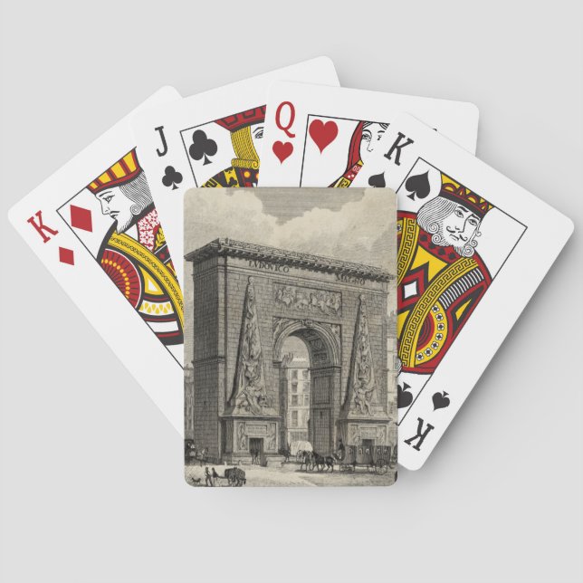 Drawing of Porte Saint-Denis Monument Playing Cards (Back)