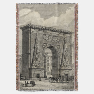 Drawing of Porte Saint-Denis Monument Throw Blanket