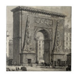 Drawing of Porte Saint-Denis Monument Tile<br><div class="desc">A great drawing of Porte Saint-Denis, a French monument located in the city of Paris. Built in 1672 to replace a gate in the city wall this drawing depicts the triumphal arch in its early days. This would make a great gift for someone who likes to travel or enjoys French...</div>