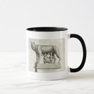 Drawing of the Etruscan bronze of the she-wolf suc Mug
