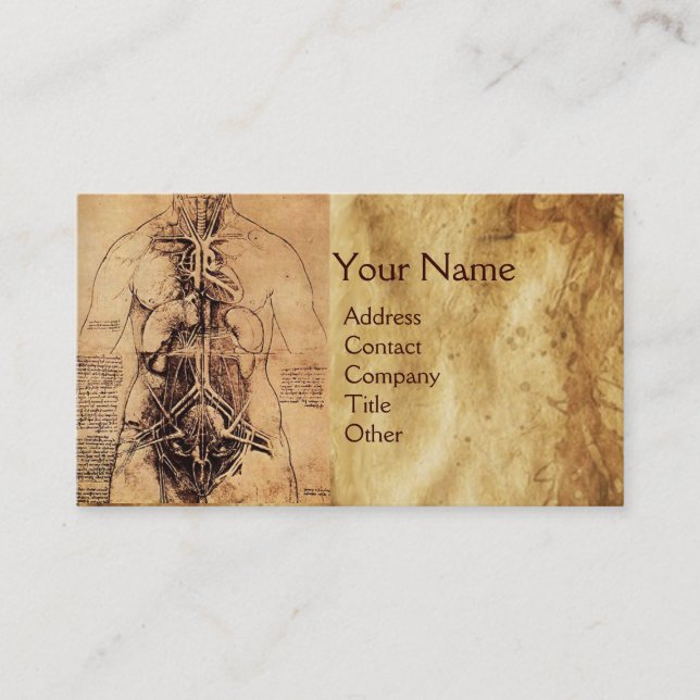 Drawing of Woman’s Torso Antique Brown Parchment Business Card (Front)
