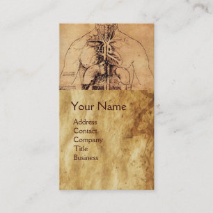 Drawing of Woman’s Torso Antique Brown Parchment Business Card