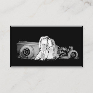 Drawing Old Couple And Street rod Business Card