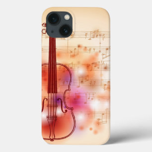Drawing on watercolor background of violin iPhone 13 case