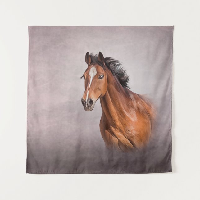 Drawing portrait horse tapestry (Front)