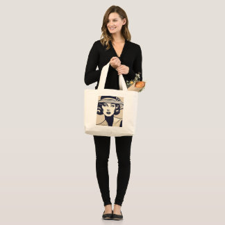 Drawing Portrait of a Woman Large Tote Bag