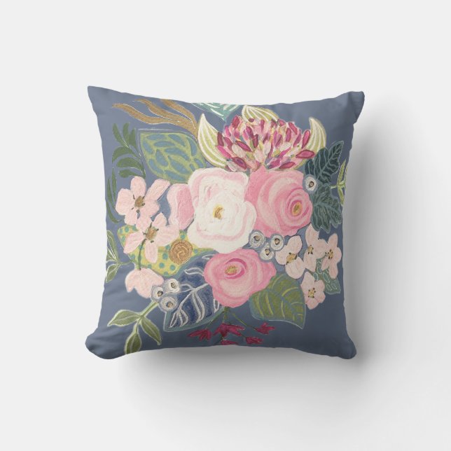Drawing Room_Periwinkle Blue_Faded Floral Pillow (Front)