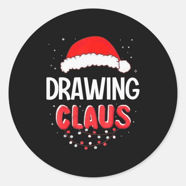 Drawing Santa Claus Christmas Matching Costume  Classic Round Sticker (Front)