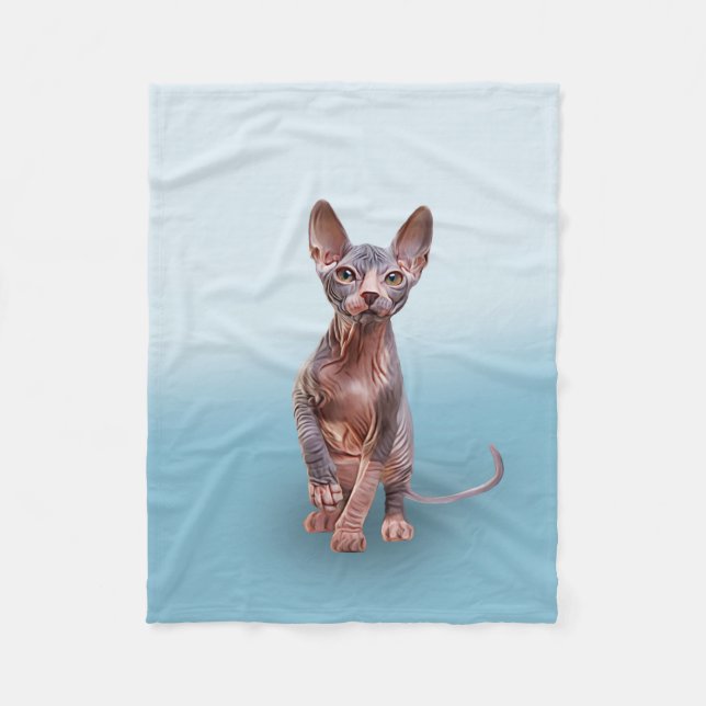 Drawing Sphynx kitten Fleece Blanket (Front)