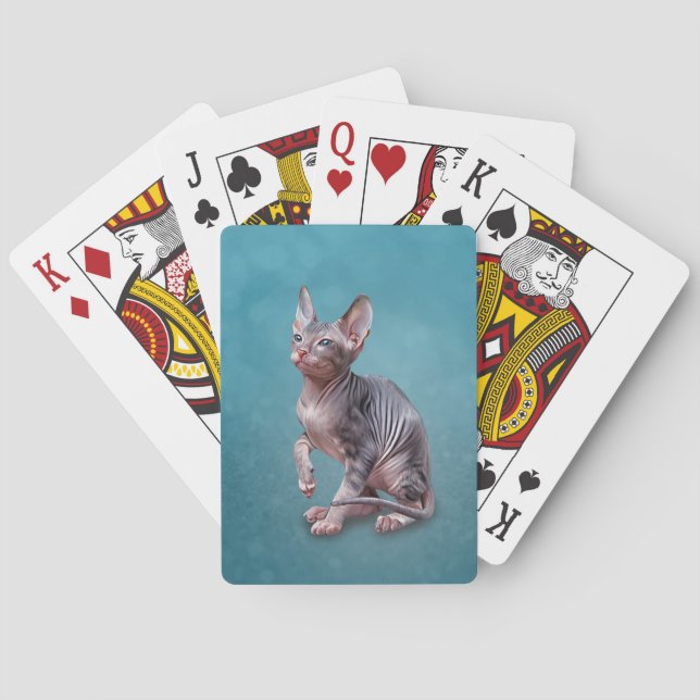 Drawing Sphynx kitten Notebook Playing Cards (Back)