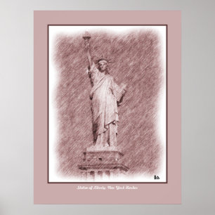 Drawing Statue Of Liberty New York City Poster