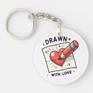Drawing with love key ring