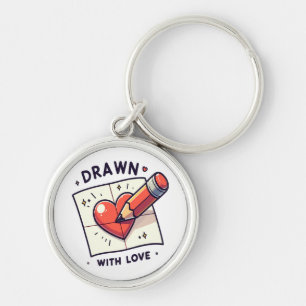 Drawing with love key ring