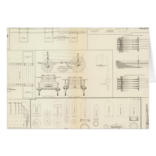 Drawings boats, bridges, wagons, projectiles (Front Horizontal)