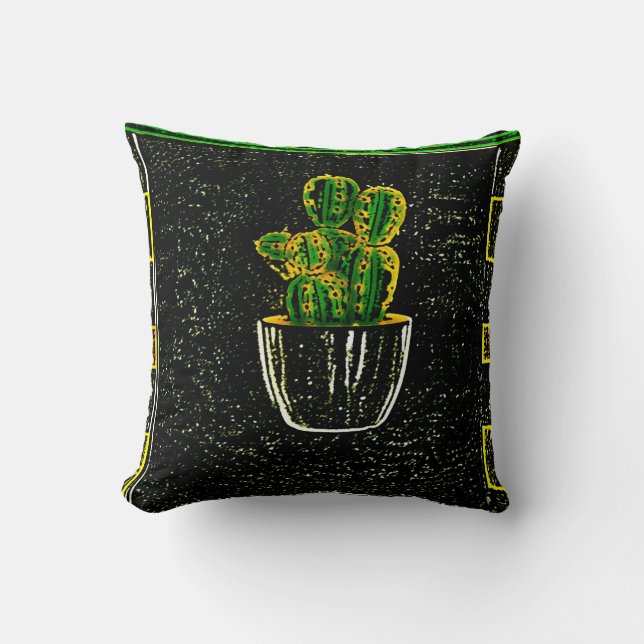 Drawn cactus cushion (Front)