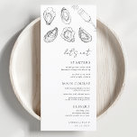 Drawn Champagne Oysters Let's Eat White Wedding   Menu<br><div class="desc">This elegant wedding menu featuring custom text and elegant drawn oysters would make a wonderful addition to your party! Easily change the text by clicking on the "personalise this template" option.</div>