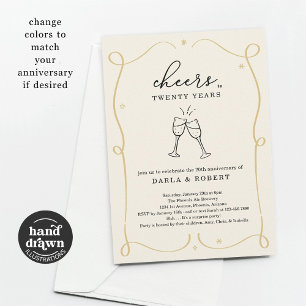 Drawn Cheers Any Year Wedding Anniversary Party Invitation