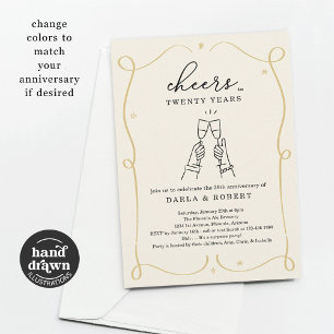 Drawn Cheers Any Year Wedding Anniversary Party Invitation