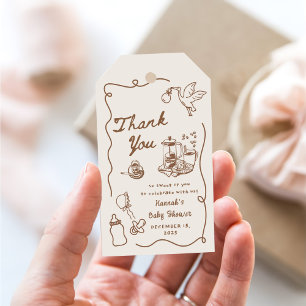 Drawn Coffee Baby is Brewing Baby Shower Gift Tags