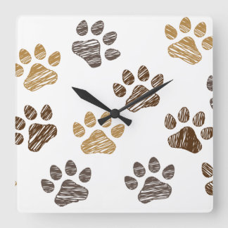 Drawn dogs, cats leg. Dogs, cat legs. Square Wall Clock