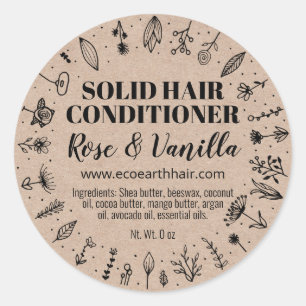 Drawn Flowers Solid Hair Conditioner Bar Labels