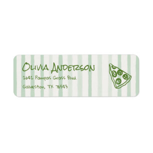 Drawn Green Pizza Special Delivery Baby Shower Return Address Label
