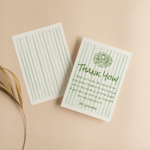 Drawn Green Pizza Special Delivery Baby Shower Thank You Card