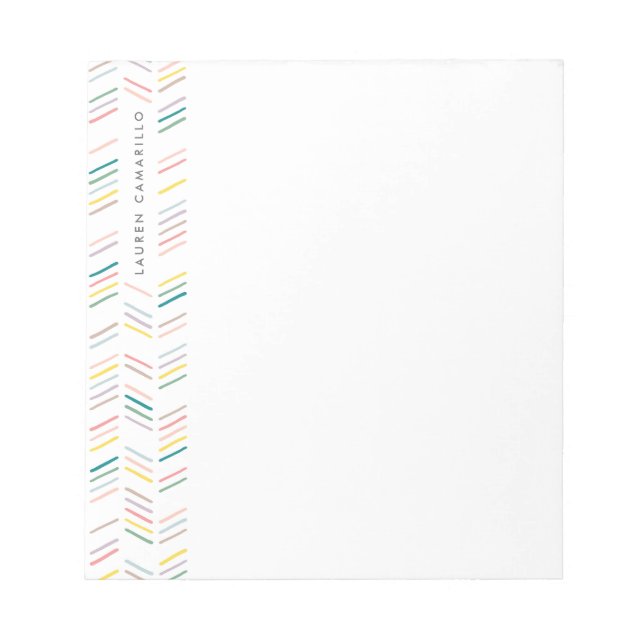 Drawn Herringbone Personalised Notepad - Rose (Front)