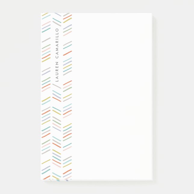 Drawn Herringbone Personalised Post-It - Turquoise Notes (Front)