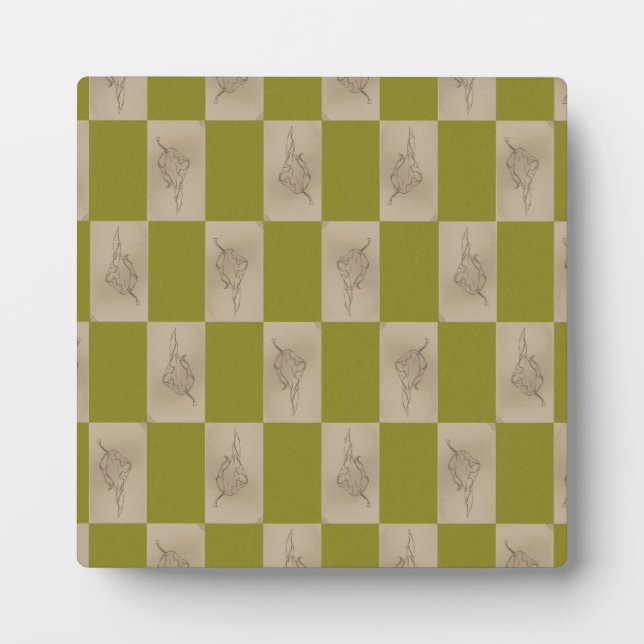 Drawn leaf green squares plaque (Front)