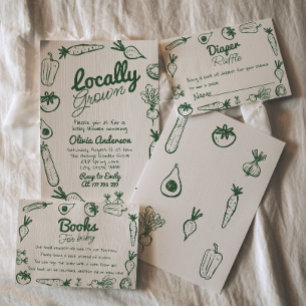 Drawn Locally Grown Farmer's Market Baby Shower Invitation